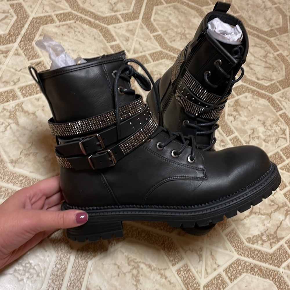 Rock and Candy bedazzled combat boots NWOT